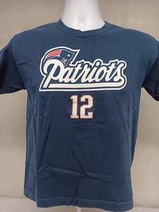 Tom Brady Number 12 New England Patriots Youth Boys Blue Jersey T-shirt Medium - Picture 1 of 10
