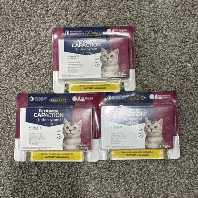 PETACTION 3X PetArmor CAPACTION 6 Nitenpyram 11.4 mg Tablets Treatment CATS Cat