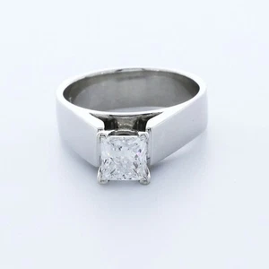 1.03ct G SI1 Princess Natural Diamond Platinum Solitaire Engagement Ring - Picture 1 of 18