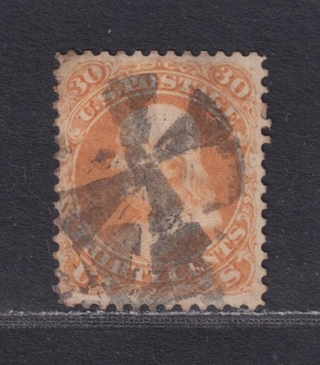 Estados Unidos Scott 71 Usado 1861 30¢ Naranja Ben Franklin Elegante Cancelar SCV $250 Foto 1 de 2