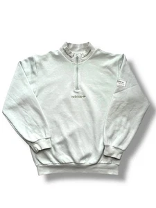 Sudadera Adidas Original Cuarto Cremallera XS Blanca Logo Trifolio Cuello Simulado COMO NUEVA Rara - Imagen 1 de 11