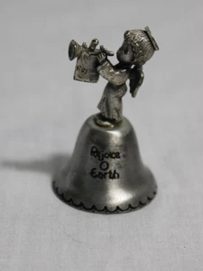 Vintage 1982 Precious Moments REJOICE O EARTH Mini Pewter Bell - Picture 1 of 3