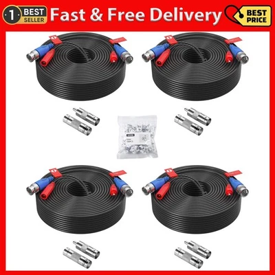 ZOSI 4 Pack 100ft(30M) All-in-One Video Power Cables,BNC Extension Security C... - Image 1 of 4