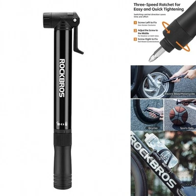 ROCKBROS Portable Mini Bike Air Pump 120PSI High Pressure Tire Pump & Multitool - Image 1 of 4