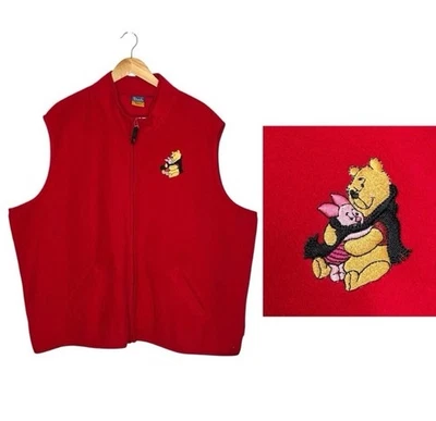 Winnie The POOH Vintage Original Disney Piglet Red Fleece Plus 2X Women’s Vest - Image 1 of 4