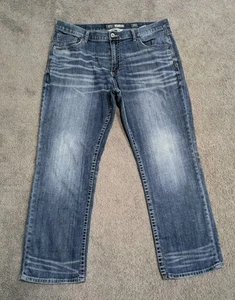 BKE Tyler Straight Jeans Mens 38S 38x30 Blue Thick Stitch Whiskers Stretch Denim - Bild 1 von 8