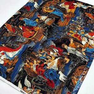 Cranston 2004 Nativity Scene Fabric 33”x44” Manger Jesus Religious Gold Accents - Picture 1 of 8