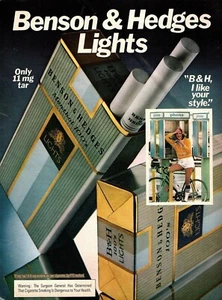 vtg 70s BENSON & HEDGES LIGHTS MAGAZINE PRINT AD Cigarette Blonde Bicycle Pinup - Picture 1 of 1