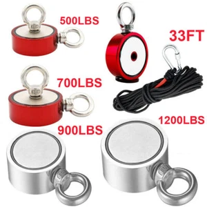 Fishing Magnet Kit Up To 2000lbs Pull Force Super Strong Neodymium +33ft Rope - Picture 1 of 23