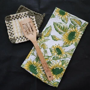 Juego de cocina hecho a mano girasol plato toalla olla porta espátula nuevo  - Imagen 1 de 11