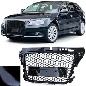 Waben Sport Kühlergrill Schwarz Glanz ohne Emblem für Audi A3 8P 08-13 - Picture 1 of 8