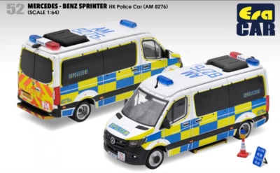 2021 Mercedes Sprinter Hong Kong Polizia Auto Furgone 1/64 Scala Modellino Era - Immagine 1 di 4