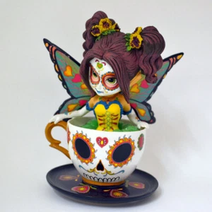 Marvelous Marigold Sugar Skull Fairy in a Teacup Jasmine Becket Griffith - Foto 1 di 1