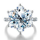 Elegant Big 5CT Moissanite Sunflower Rings for Women S925 Silver Wedding Jewelry