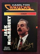Jack McIlhargey AHL Hamilton Canucks Coach Autographed Signed Card 