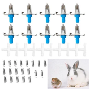 10Pcs Automatic Nipple Water Rabbit Feeder Drinking Trough Waterer Rabbit Rodent - Picture 1 of 6