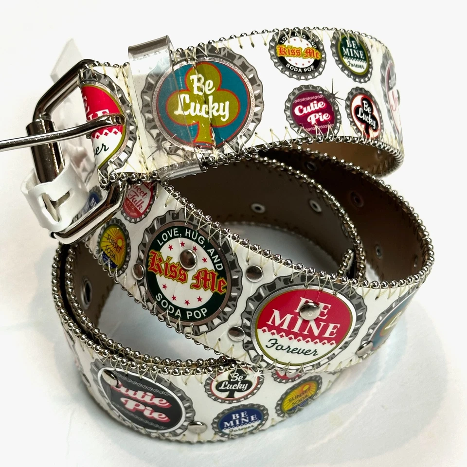 Vintage RELIC White Bottle Cap Bottlecap Jelly Belt Size L 41"  New Old Stock - Image 1 of 4
