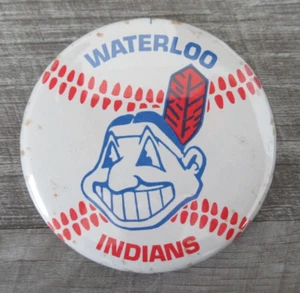 Waterloo Indians Pinback Button Minor League Baseball MiLB Vintage Pin 80's - Picture 1 of 5