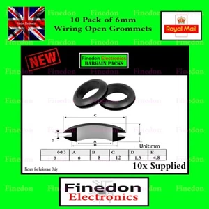 10x 6 mm Gummi offene Kabeltüllen Kabeltüllen - Bild 1 von 1