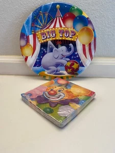 Lot Big Top Circus Birthday Party Luncheon Plates 8ct. &Beverage Napkins 16 ct. - Picture 1 of 3