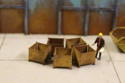 BULKSCENE - MODEL BROWN RUSTY STILLAGE CONTAINERS OO GAUGE 1/76 - PACK OF 5