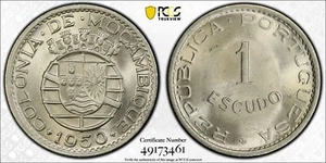 MOZAMBIQUE 1950 1 Esc., PCGS MS65 KM-77 - Imagen 1 de 1