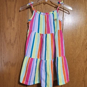 GIRLS JUICY COUTURE COLORFUL STRIPED TIERED SUNDRESS SZ 6X 100% COTTON EXCELLENT - Picture 1 of 5