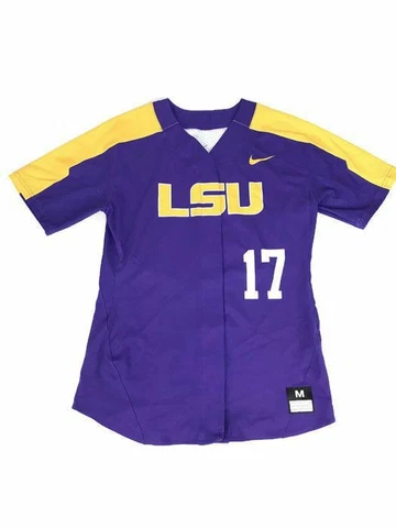 Nike LSU Tigers Softball Game Jersey Women's Medium Purple 881244 Yellow White Cover