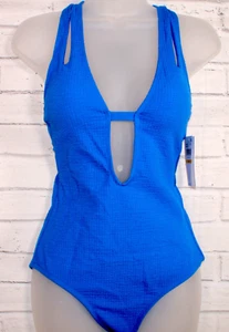 BECCA Pucker Up Tear Drop One Piece Swimsuit Blue Jay Size Small NWT $98 - Picture 1 of 10