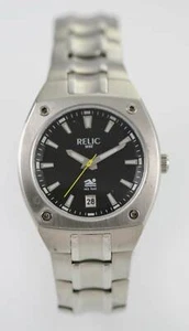 Relic Hombre Gris Acero Inoxidable Plata Fecha Partes, Piezas para Reparar - Picture 1 of 3