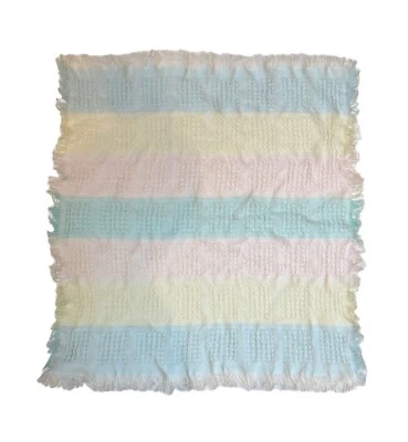 Manta bebé Lil Lamonsters vintage acrílico pastel rosa amarillo azul flecos Japón Foto 1 de 4