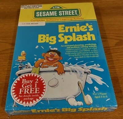 Sesame Street Ernie's Big Splash Vintage IBM PC Game 3.5" Disk **NEW SEALED** - Image 1 of 2