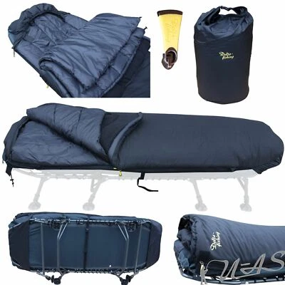 DELTA FISHING 5 Season Luxus Schlafsack Fleece Hohlfasern 4 Lagig und Gurt Kva