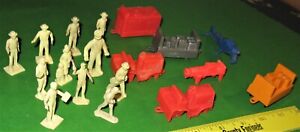 NICE LOT OF VINTAGE MARX AIRPORT FIGURES AND WORK VEHICLES.......