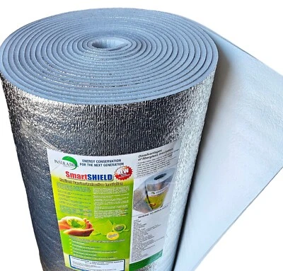 INSULATION MARKETPLACE SmartSHIELD Pro-10mm 48"x 50ft Reflective Insulation, Foam Core, Foil and White.