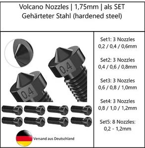 Volcano Nozzle Düse | Gehärteter Stahl als SET (3 oder 8 Nozzles) | 0,2 - 1,2mm - Bild 1 von 8