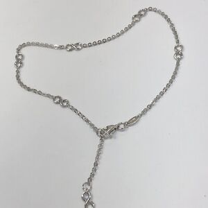 18K Solid White Gold Bow Chain Anklet 10” Women 2.9 Grams Italy