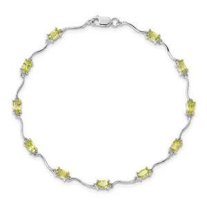 925 Sterling Silver Peridot Tennis Bracelet - Picture 1 of 12