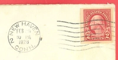 USA 2c Washington Imperf Solo used on NEW HAVEN CT Cover 1928 - Image 1 of 2