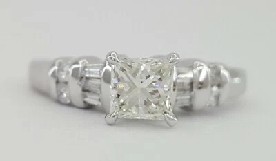 Princess & Baguette Diamond 0.8 ct Platinum Engagement Ring Rtl $3,670 - Image 1 of 4