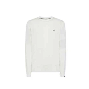 SUN68 Pullover girocollo 100% COTONE Sweater K34101 ROUND NECK SOLID BIANCO PANN - Imagen 1 de 4