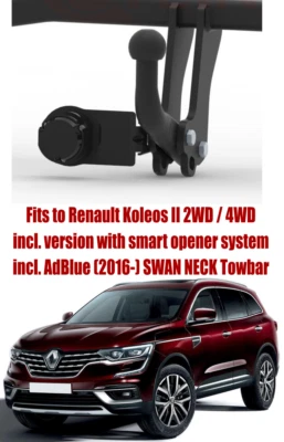 Barra de remolque de cuello de cisne para RENAULT Koleos II (2016-) y kit de relé de derivación de 13 pines - R051 Foto 1 de 4