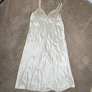Linda Karen Schlupfkleid Damen 2X Ivory Intimkleid bestickt Rosen gold - Bild 1 von 8