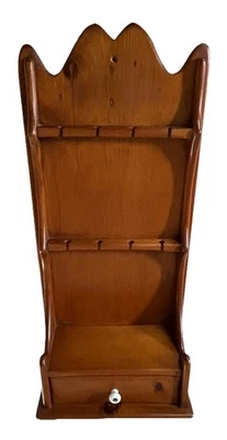 "Cuchara coleccionable de colección 1972 23"" estante de exhibición de madera para 8 con estante y cajón" Foto 1 de 4