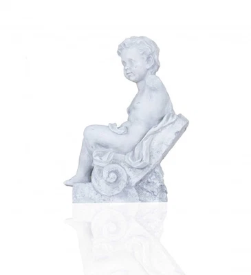 Estatua de niño sentado blanco roto aspecto vintage Foto 1 de 4