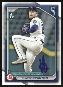 2024 Bowman Draft Hunter Cranton Auto Seattle Mariners #BD-144 COA 1st Card - Picture 1 of 2
