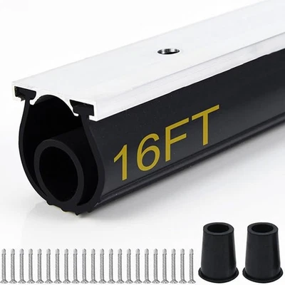 Kit universal de vedação inferior de porta de garagem anel U+O com retentor de pista de alumínio 16 pés - Imagem 1 de 4