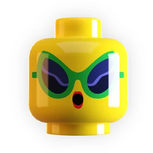 Retro Alien Sunglasses Minifig Head made using LEGO part - Picture 1 of 1