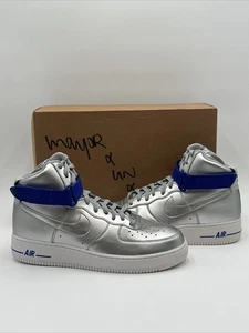 Nike Wmns Air Force 1 High Silver White Blue 2009 Size 11 Brand New 334031-041 - Picture 1 of 23