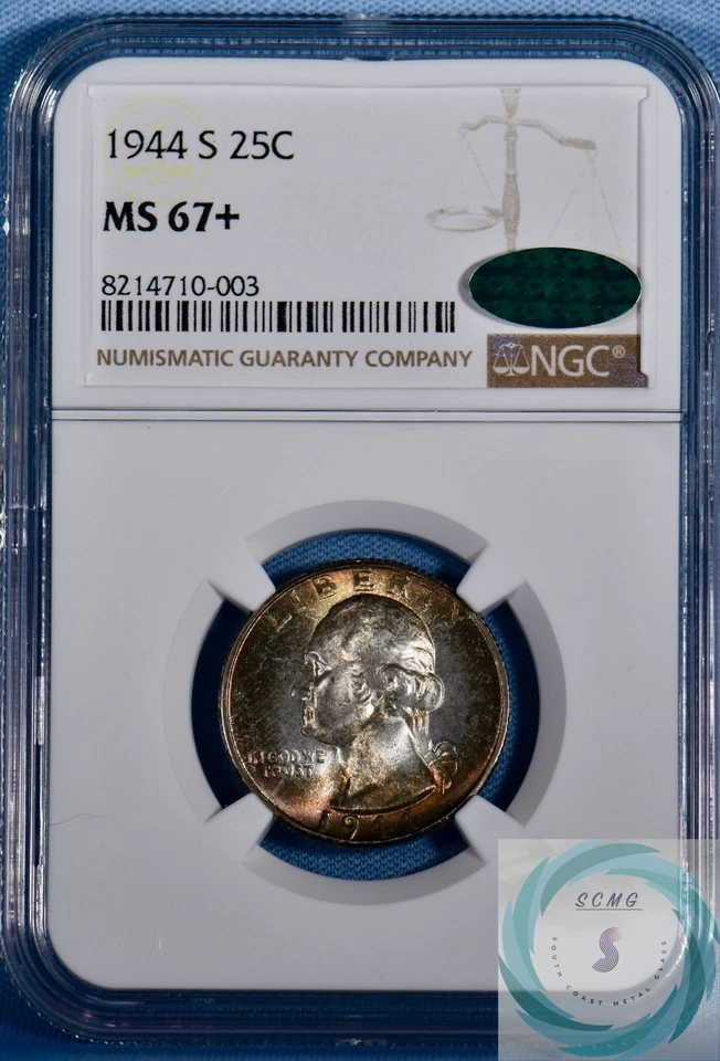 1944-S Washington Quarter NGC MS 67+ - Eye Appealing Delight! - Image 1 of 4